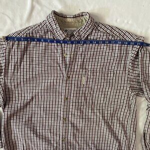 Columbia Sportswear Mens L Plaid Button-Up Shirt 100% Cotton Long Sleeve Brown/W